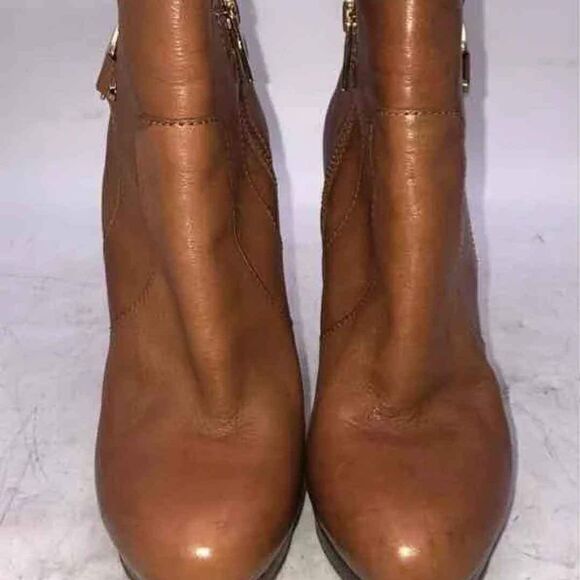 Michael Kors MK Designer Wyatt Brown Leather Stiletto Heel Ankle Bootie 7.5 - Picture 4 of 12